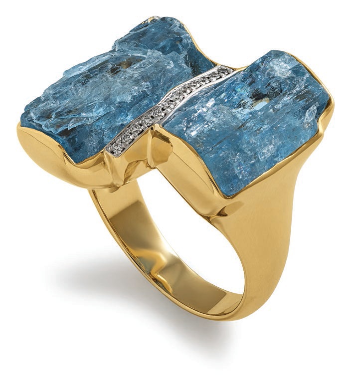 Adeler Jewelers double aquamarine and diamond ring PHOTO: COURTESY OF ADELER JEWELERS