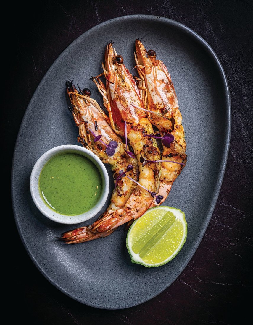 Vietnamese flavors at Moon Rabbit include grilled prawn with muoi ot xanh sua dac sauce. PHOTO BY REY LOPEZ